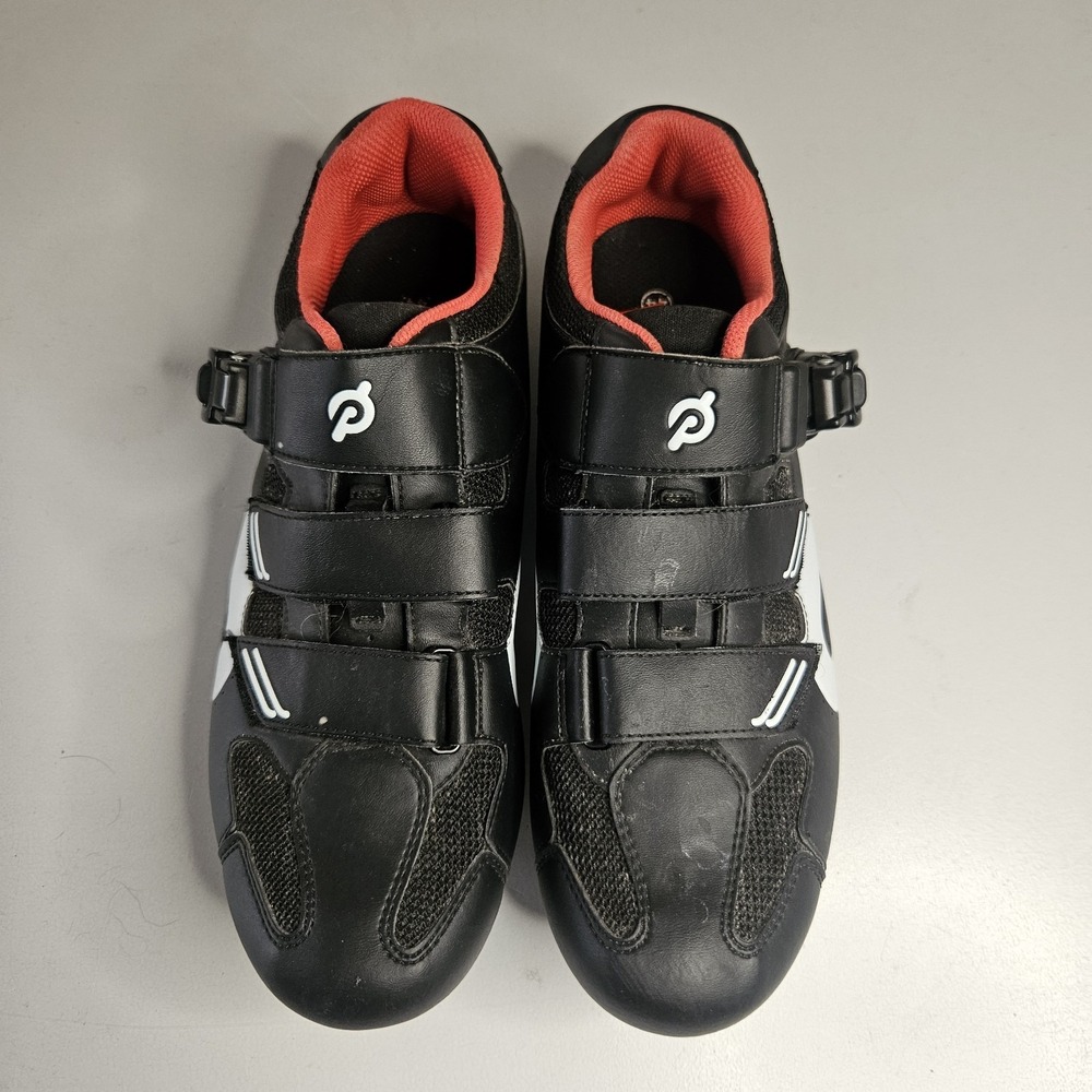 Peloton-style Men's Black Cycling Shoes with Red Lining